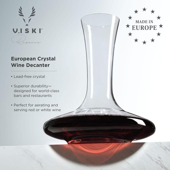 Кришталевий декантер для вина Viski Reserve, європейський, 750 мл, карафа зі склянки, збереження вина