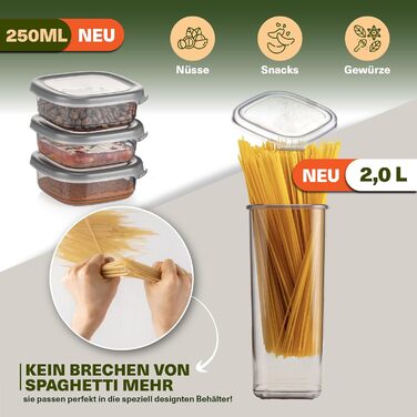 Набір герметичних контейнерів для зберігання продуктів, 20 шт, BPA Free, для кухні, мюслі, борошна та інших продуктів, органайзер для їжі, харчові контейнери з кришками