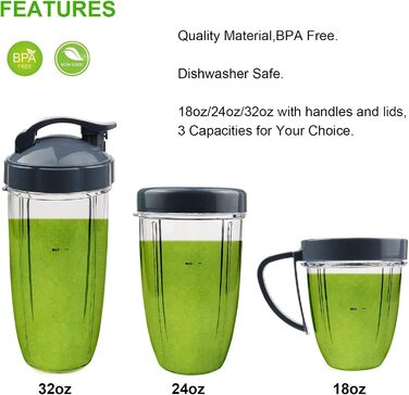 Набір запасних частин для блендера NutriBullet 600Вт/900Вт: екстракторна лезо, чаші, кришка, амортизатор, шестерня (14 шт.)