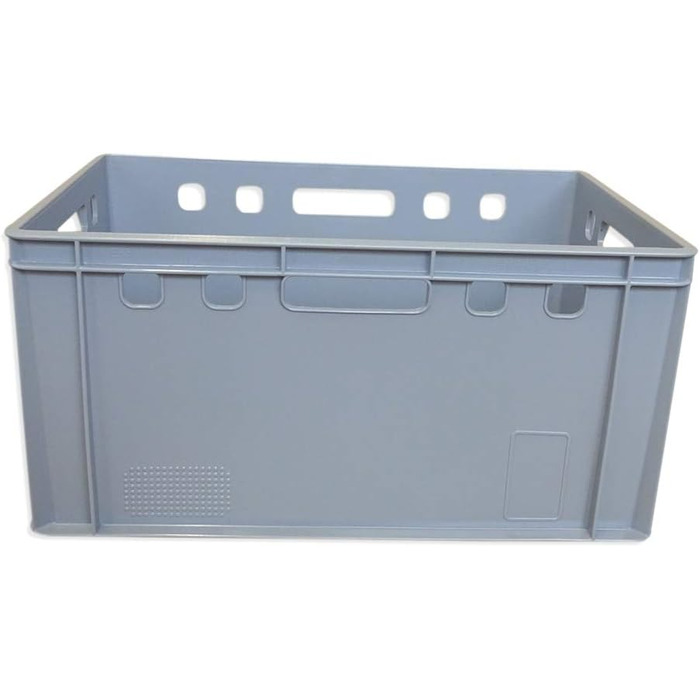 Набір з 4-х пластикових ящиків E3 Eurobox 60x40x30 см, міцна м'ясна та складська тара для харчових продуктів, сіра