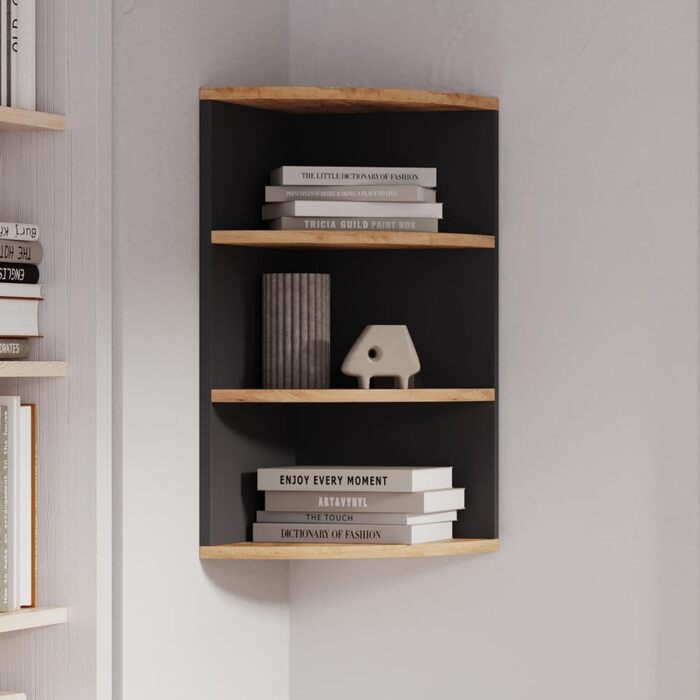 Кутова полиця Vicco Ecki, книжкова, біла/дуб золотий, 30x60 см