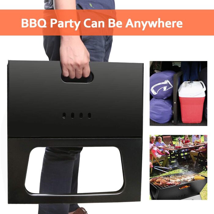 Портативний вугільний гриль moclever, складаний та компактний BBQ гриль з великою робочою поверхнею для кемпінгу, подорожей, саду та відпочинку на природі