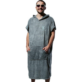 Пончо для серфінгу Penguin Poncho для жінок і чоловіків, екологічний, м'який банний пончо з капюшоном і кишенею, у комплекті сумка, синій та сірий, універсальний розмір S-XL