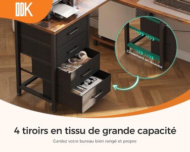 Письмовий стіл ODK L-Desk з шухлядами та USB, 135100 см, вінтаж