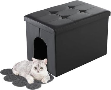 Шафа для котячого туалету MEEXPAWS, прихована котяча туалетна комод-сидіння, біла або чорна, 65x45x45 см