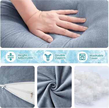 Puredown G-подушка для вагітних і годування, бічна подушка для сну, знімний чохол, 81×142 см, синя
