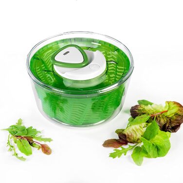 Сушарка для салату Zyliss Easy Spin 2, 6 л, пластикова, зелена, з чашею, технологія Aquavent
