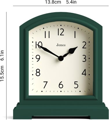 Настільний годинник JONES CLOCKS® Tavern, класичний дизайн, для каміну, спальні, вітальні, офісу, зелений, компактний