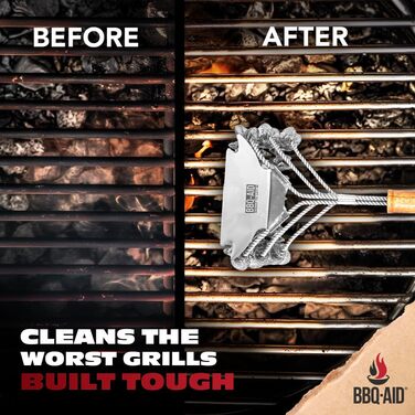 Безщетинна щітка для чищення гриля BBQ-AID 45,7 см з нержавіючої сталі з металевим скребком, безпечна для всіх типів грилів, для комплекта чистки гриля