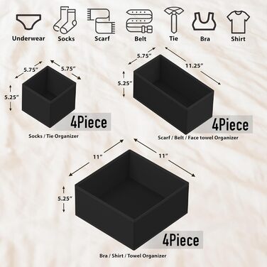 Органайзер для білизни та одягу Simple Houseware, складний, 12 шт, чорний