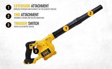 DEWALT акумуляторний повітродув 18В, 290 км/год, 3 режими, без акумулятора та зарядного, DCV100-XJ