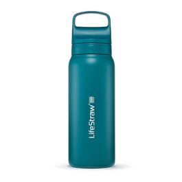 LifeStraw Go Серія – ізольована пляшка з нержавіючої сталі з фільтром для води 700 мл для подорожей і щоденного використання, усуває бактерії, паразитів, мікропластик, покращує смак, колір лагуна бірюзовий