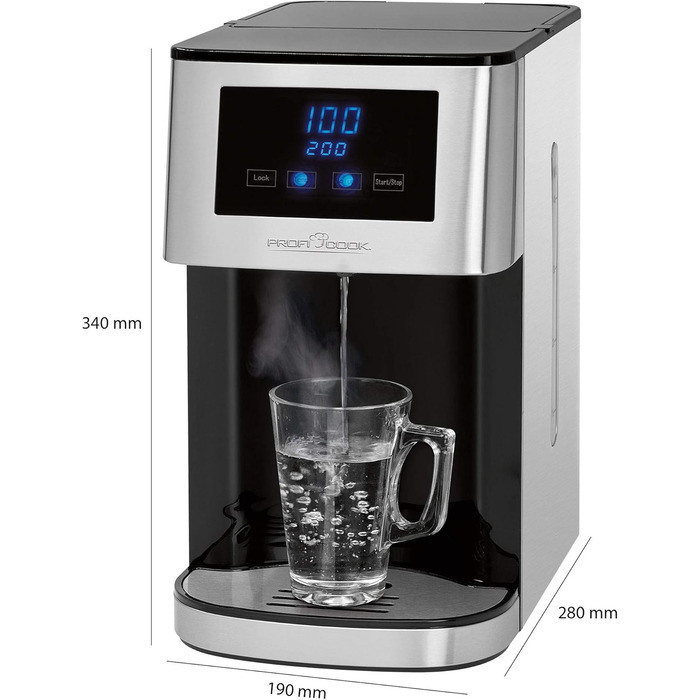 Диспенсер гарячої води ProfiCook PC-HWS 1145, 2600 Вт, нержавійка, сенсорне LED-управління, окріп за 3 секунди