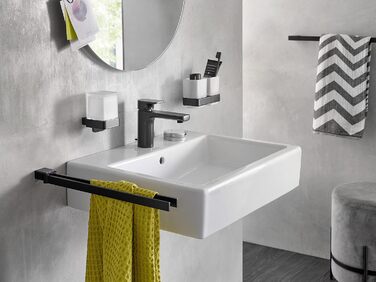 Стакан для зубних щіток EMCO Loft, алюмінієвий, з кришталевим склянкою, чорний, матовий, настільний