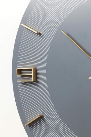 Настінний годинник Kare Design Leonardo золотий, 49 см, алюміній, сучасний стиль, круглий, для вітальні, спальні, офісу, батарейка не входить, сірий