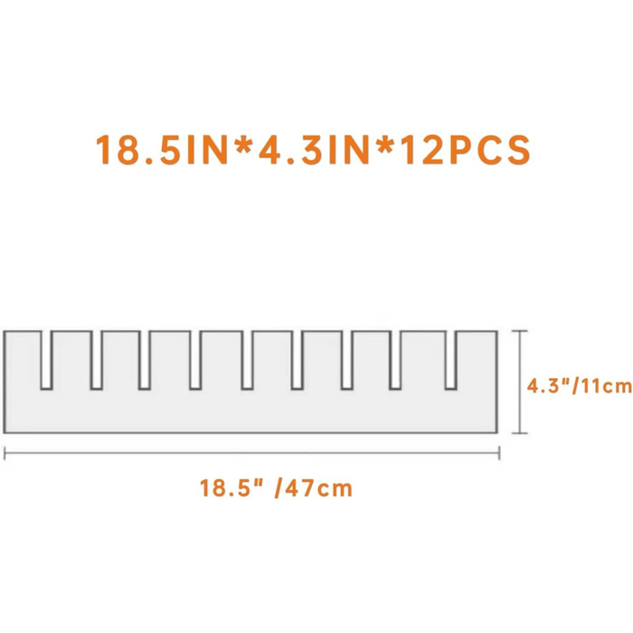 Набір роздільників для шухляд KnnRiim, 12 шт, 47x11 см, товсті, органайзер для одягу, кухні, ванної, офісу
