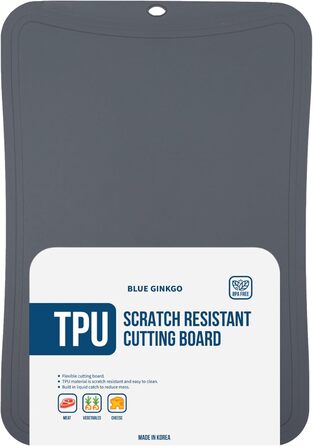 Гнучка кухонна обробна дошка Blue Ginkgo з TPU, середня, темно-сіра, виготовлена в Кореї, стійка до порізів і довговічна