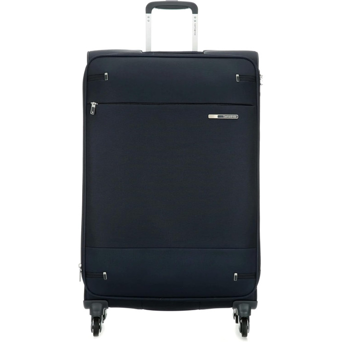 Валіза Samsonite Base Boost Spinner M, розширювана, 66 см, 67,5–73,5 л, чорна/синя, дорожня валіза на 4 колесах
