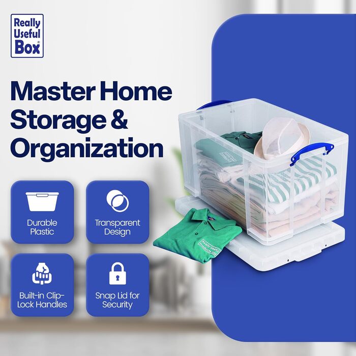 Пластиковий контейнер Really Useful Box 84 л, прозорий, 710x440x380 мм, поліпропілен