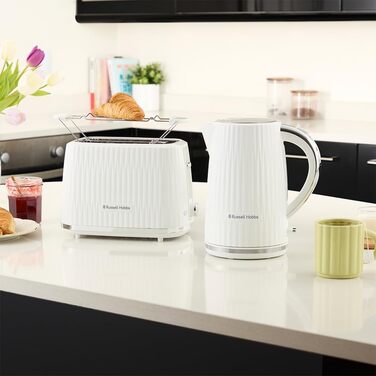 Електрочайник Russell Hobbs Eden 1,7 л 2400 Вт, білий, нержавіюча сталь, знімний фільтр, відкривання кришки кнопкою, індикатор рівня води, підсвітка, BPA free 27360-70