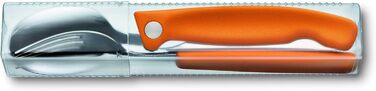 Набір столових ножів Victorinox Swiss Classic, 3 предмети, 11 см, хвилясте лезо, надгострі, неіржавна сталь, помаранчеві руків'я