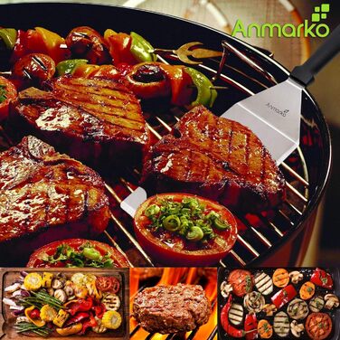 Ексклюзивний набір лопаток для гриля з нержавіючої сталі – BBQ набір преміум-якості для бургерів і стейків, лопатка та перевертка для смаження, для дому й вулиці