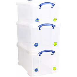 Пластиковий контейнер Really Useful Box 3 шт. по 48 л, прозорий, 60x40x31,5 см