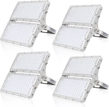 Ankishi LED прожектор для вулиці, IP65, водонепроникний, 6500K холодне біле світло, 30000 лм, 200Вт, комплект 4 шт, для спортмайданчика, гаража, саду, двору
