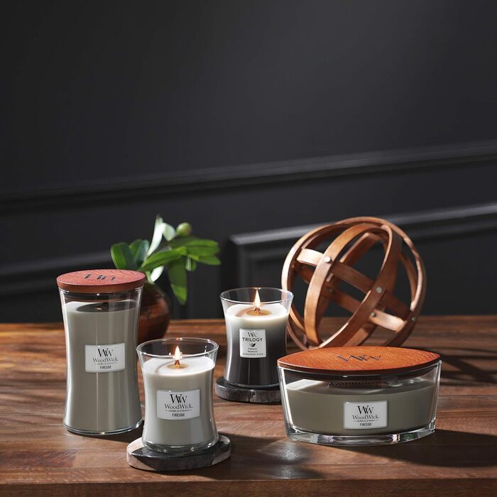 Велика ароматична свічка WoodWick у пісочному склі з тріщавим гнотом, Fireside, до 130 годин горіння