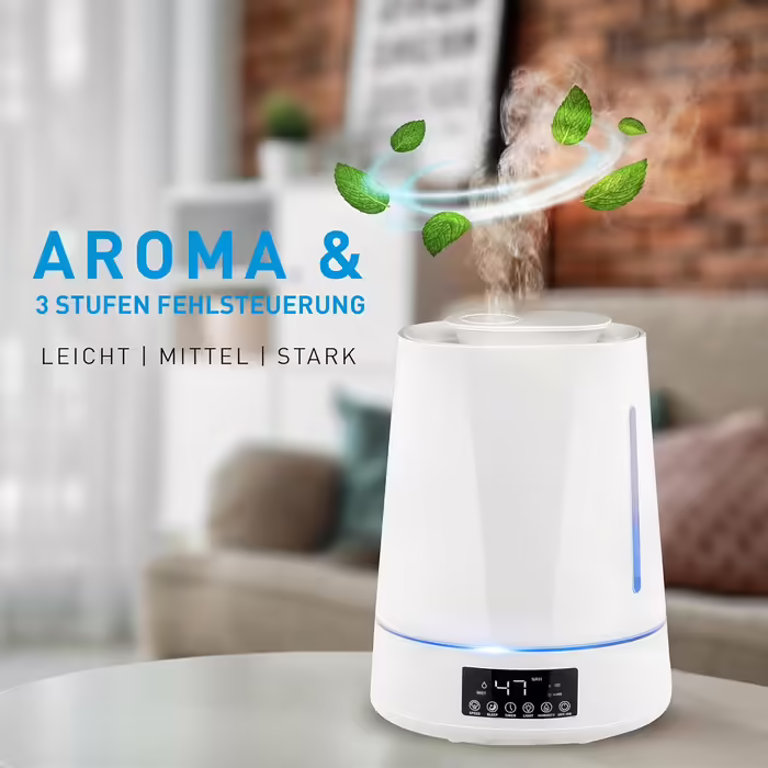 Зволожувач повітря та аромадифузор Grundig 4 л з гігрометром і таймером для приміщень 15-30 м², білий