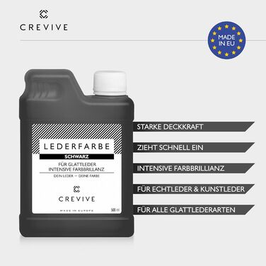 CREVIVE фарба для шкіри 500 мл, чорна, для натуральної та штучної шкіри