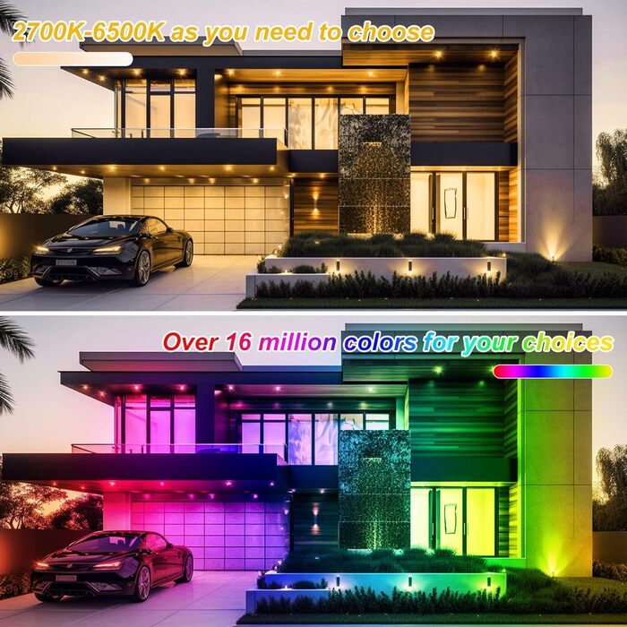 Світлодіодний прожектор для вулиці 100Вт, RGB, з пультом та Bluetooth-додатком, IP66, водонепроникний, для саду та двору, 2 шт.
