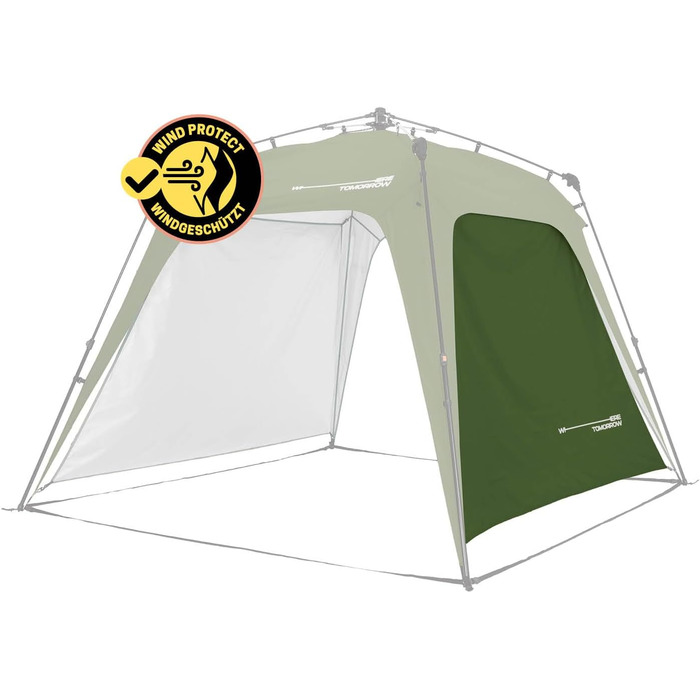 Люмаланд Outdoor намет 2,5x2,5 м, водонепроникний, UV-захист, садовий тент з бічною стінкою, сумкою та кілочками, міцний кемпінговий та партійний намет, швидке встановлення за 2 хвилини, темно-зелений