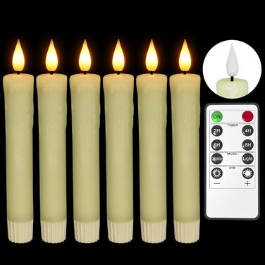 LED свічки PChero з пультом, набір 6 шт., електричні короткі воскові свічки з ефектом мерехтливого полум'я і таймером для декору на Хелловін, Новий рік, вечірки, кімнату, вітальню