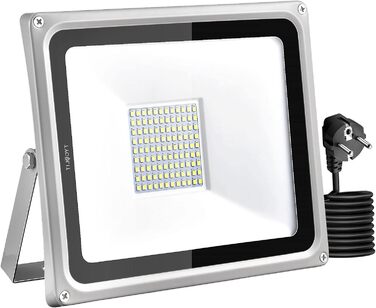 Набір з 2 LED прожекторів wowspeed 100W 10000Лм, холодне біле світло 6500K, будівельна лампа з кабелем 3м, IP66 водонепроникна, робочий прожектор зі штекером для майстерні та будмайданчика