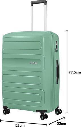 Валіза American Tourister Sunside Spinner 55 см, 35 л, чорна, розширювана, 77-118 л, мінерально-зелена