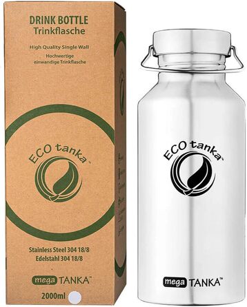Еко-пляшка для води ECOtanka megaTANKA 2,0 л з нержавіючої сталі, герметична, BPA-free, для спорту, туризму, фітнесу