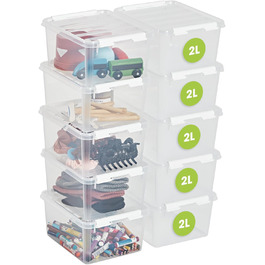 Набір із 10 пластикових боксів SmartStore Classic 2 л з кришкою, харчовий пластик, 21x17x11 см, міцні кути, штабельовані, гарантія 10 років
