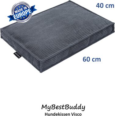 Ліжко для собак MyBestBuddy Visco M, ортопедичне, POSO-Cord, в'язкопружний поролон, комфорт, знімний чохол, пране при 40°C, 70x50 см, сірий
