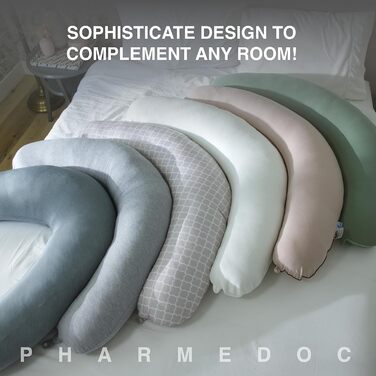 PharMeDoc Подушка для вагітних XXL, багатофункціональна ортопедична подушка для сну на боці, з охолоджуючим чохлом, 105×36×21 см