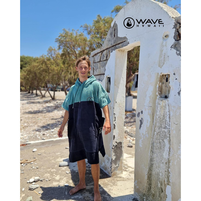 Пончо для пляжу WAVE HAWAII L 100% бавовна для дорослих – махровий рушник, велюр, висока водопоглинання, для жінок і чоловіків, для переодягання на пляжі, 170-200 см