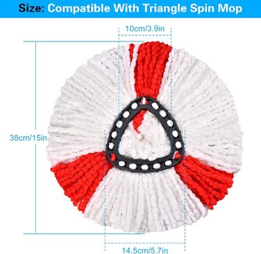 Queta Набір із 6 змінних мікрофібрових насадок для швабри, 360° Spin Mop для прибирання дому, ефективне видалення сильних забруднень