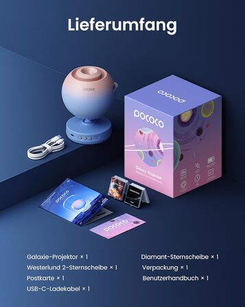 Проектор зоряного неба POCOCO, домашній планетарій для дітей і дорослих, нічник-декор з 2 дисками для спальні та релаксації