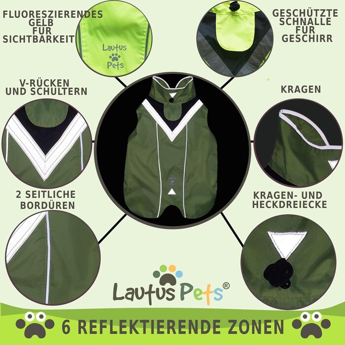 Водонепроникний дощовик для собак Lautus Pets, жовтий, XL, з отвором для шлейки, відбиваючий