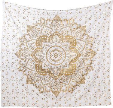 Омбре гобелен Mandala синьо-золотий, багатобарвний, 85x89 дюймів, настінний декор у стилі бохо, гіпі килим, текстиль для дому