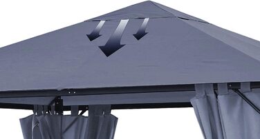 QUICK STAR запасний дах для садового павільйону 3x3 м, антрацит, 250 г/м², водонепроникний тент RAL 7012