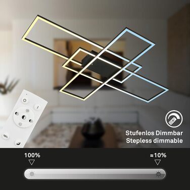 BRILONER LED стельова лампа з пультом, диммована, регульована температура світла, для вітальні, спальні, кухні, 104x42x10 см, чорна