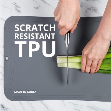 Гнучка кухонна обробна дошка Blue Ginkgo з TPU, середня, темно-сіра, виготовлена в Кореї, стійка до порізів і довговічна