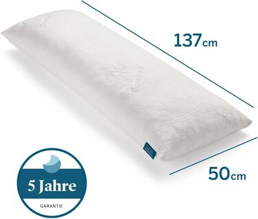 LUCID ортопедична подушка для сну на боці з подрібненої піни Memory Foam, тіло-подушка для вагітних, ультрам'який бамбуковий чохол, біла