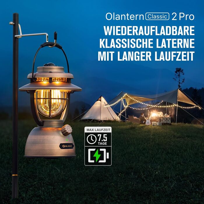 LED ліхтар-ретро OLIGHT Olantern Classic 2 Pro 300 Лм, димований, акумуляторний, USB, для кемпінгу, саду, аварійного освітлення, декору, походів